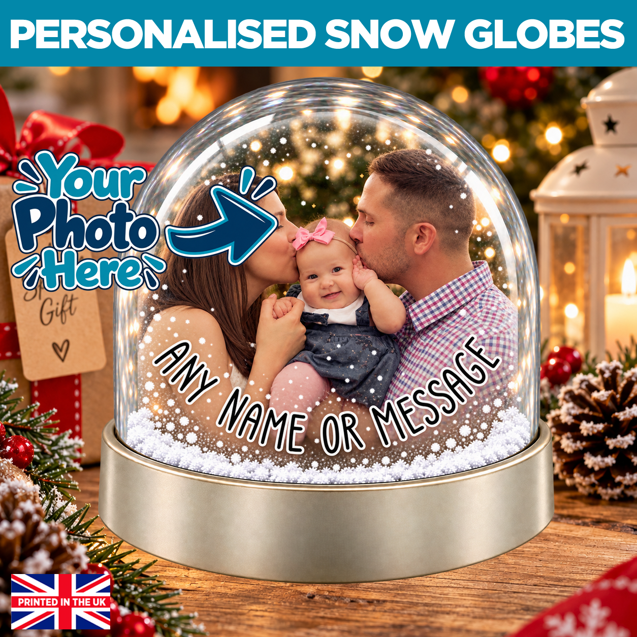 Personalised Snow Globe - Any Photo & Any Message