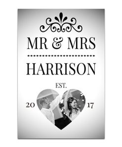 Aluminium Wall Art - Portrait Mr & Mrs Photo Upload