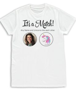Alternative view of Its a Match Tinder Inspired Personalised Photo Upload T-Shirt Mens & Womens Funny Birthday Gift