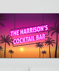 Aluminium Wall Art - Any Names Cocktail Bar Neon