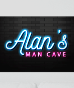 Aluminium Wall Art - Any Names Man Cave Neon