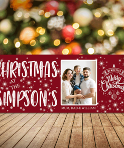 Personalised Christmas Sign Photo Upload Red