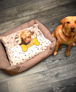 Alternative view of Personalised Dog Bed Paws & Bones Blue