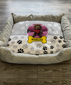 Personalised Dog Bed Paws Grey