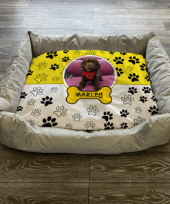 Personalised Dog Bed Paws Yellow