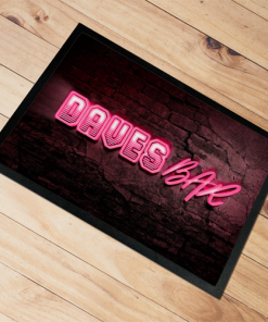 Personalised Door Floor Mat Any Names Bar Neon