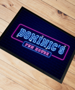 Personalised Door Floor Mat Fun House Neon