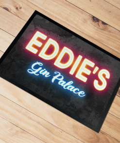 Personalised Door Floor Mat Gin Palace Neon