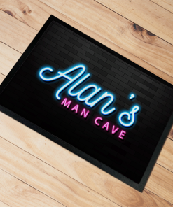 Personalised Door Floor Mat Man Cave Neon
