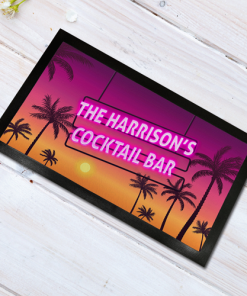 Personalised Bar Mat / Runner Cocktail Bar Neon