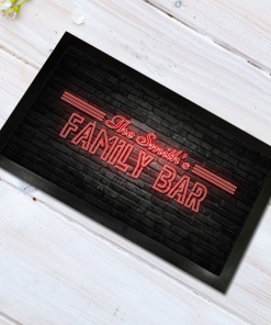 Personalised Bar Mat / Runner Family Bar Neon
