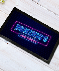 Personalised Bar Mat / Runner Fun House Neon