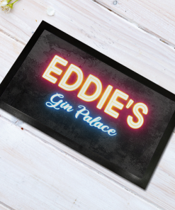Personalised Bar Mat / Runner Gin Palace Neon