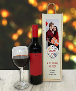 Personalised Wine Box Christmas Time Photo Upload & Text