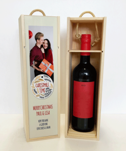Alternative view of Personalised Wine Box Christmas Time Photo Upload & Text