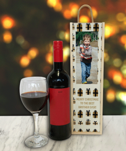Personalised Wine Box Christmas Presents Photo Upload & Text