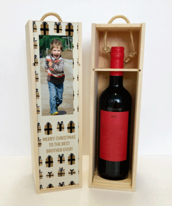 Alternative view of Personalised Wine Box Christmas Presents Photo Upload & Text