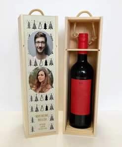 Alternative view of Personalised Wine Box Christmas Trees Photo Upload & Text