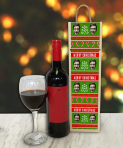 Personalised Wine Box Merry Christmas Red & Green Photo Upload