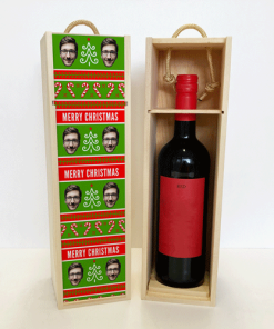 Alternative view of Personalised Wine Box Merry Christmas Red & Green Photo Upload