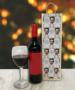Personalised Wine Box Reindeer Face Photo Upload