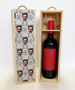 Alternative view of Personalised Wine Box Reindeer Face Photo Upload