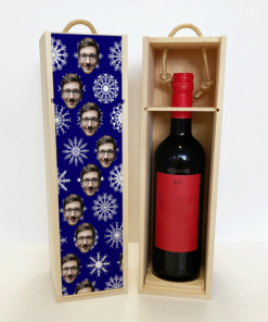 Alternative view of Personalised Wine Box Snowflakes Photo Upload