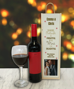 Personalised Wine Box The Weather Outside Photo Upload & Text
