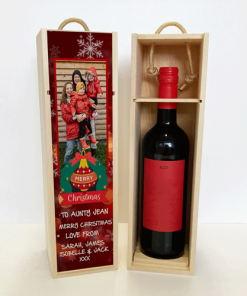 Alternative view of Personalised Wine Box Wreath Red Photo Upload & Text
