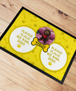 Alternative view of Personalised Pet Dog Mat With Bowls Photo Upload- Choice Of Colours