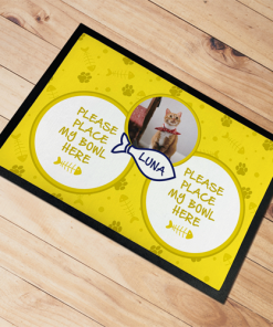 Alternative view of Personalised Pet Cat Mat With Bowls Photo Upload- Choice Of Colours