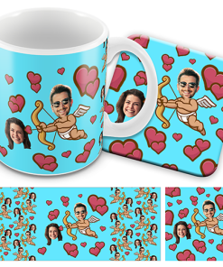Personalised Valentines Day Mug & Coaster Set Cupid