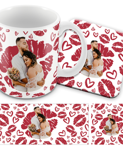 Personalised Valentines Day Mug & Coaster Set Lips