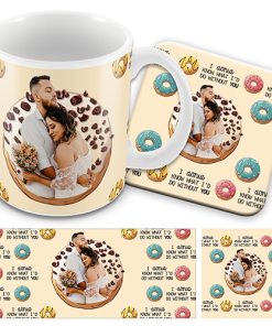 Personalised Valentines Day Mug & Coaster Set Donut What I'd Do Without You