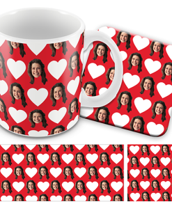 Personalised Valentines Day Mug & Coaster Set Hearts 1