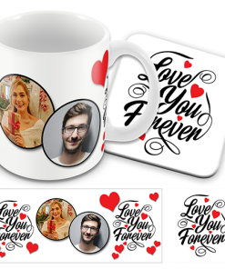 Personalised Valentines Day Mug & Coaster Set Love You Forever