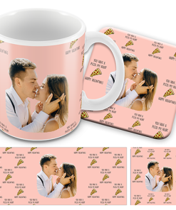 Personalised Valentines Day Mug & Coaster Set Pizza My Heart