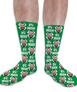 0% Irish Personalised St Patricks Day Photo Socks
