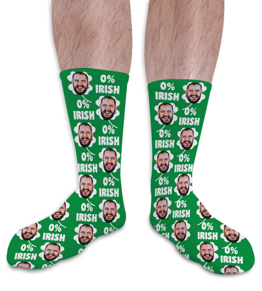 0% Irish Personalised St Patricks Day Photo Socks