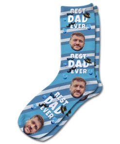 Alternative view of Best Dad Ever Blue Stripes Fathers Day Personalised Socks Photo Socks
