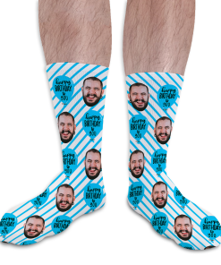 Birthday Stripes Personalised Photo Socks