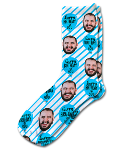 Alternative view of Birthday Stripes Personalised Photo Socks