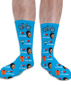 I Love Cycling Personalised Socks Photo Socks