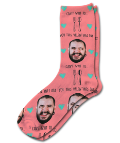 Alternative view of Can't Wait To Fork You Valentines Day Personalised Socks Photo Socks