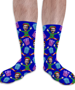 Elf Body Blue Personalised Christmas Socks Photo Socks