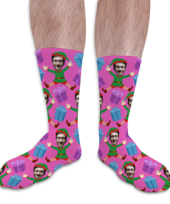 Elf Body Pink Personalised Christmas Socks Photo Socks