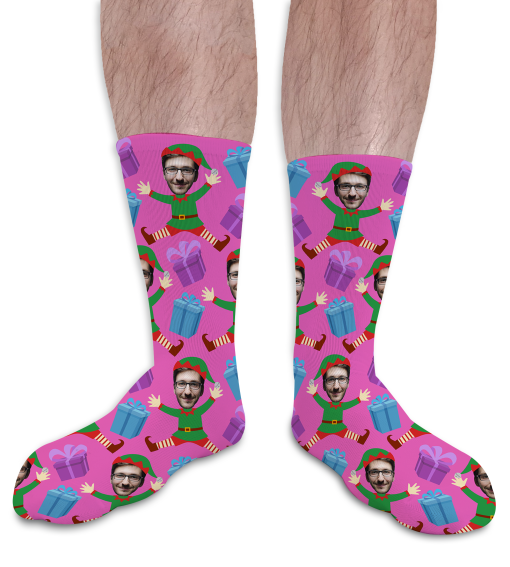 Elf Body Pink Personalised Christmas Socks Photo Socks