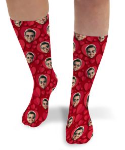 Hearts 3 Valentines Day Personalised Socks Photo Socks