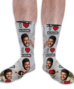 I Love Blogging Personalised Socks Photo Socks