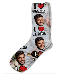 Alternative view of I Love Blogging Personalised Socks Photo Socks